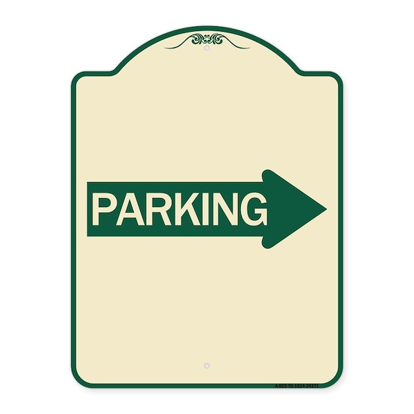 Signmission Parking With Right Arrow Heavy-Gauge Aluminum Architectural Sign, 24" x 18", TG-1824-24371 A-DES-TG-1824-24371 - main